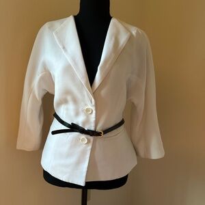 *THE LIMITED* White x Black Belted Long Sleeve Blazer Suit Jacket Size Small